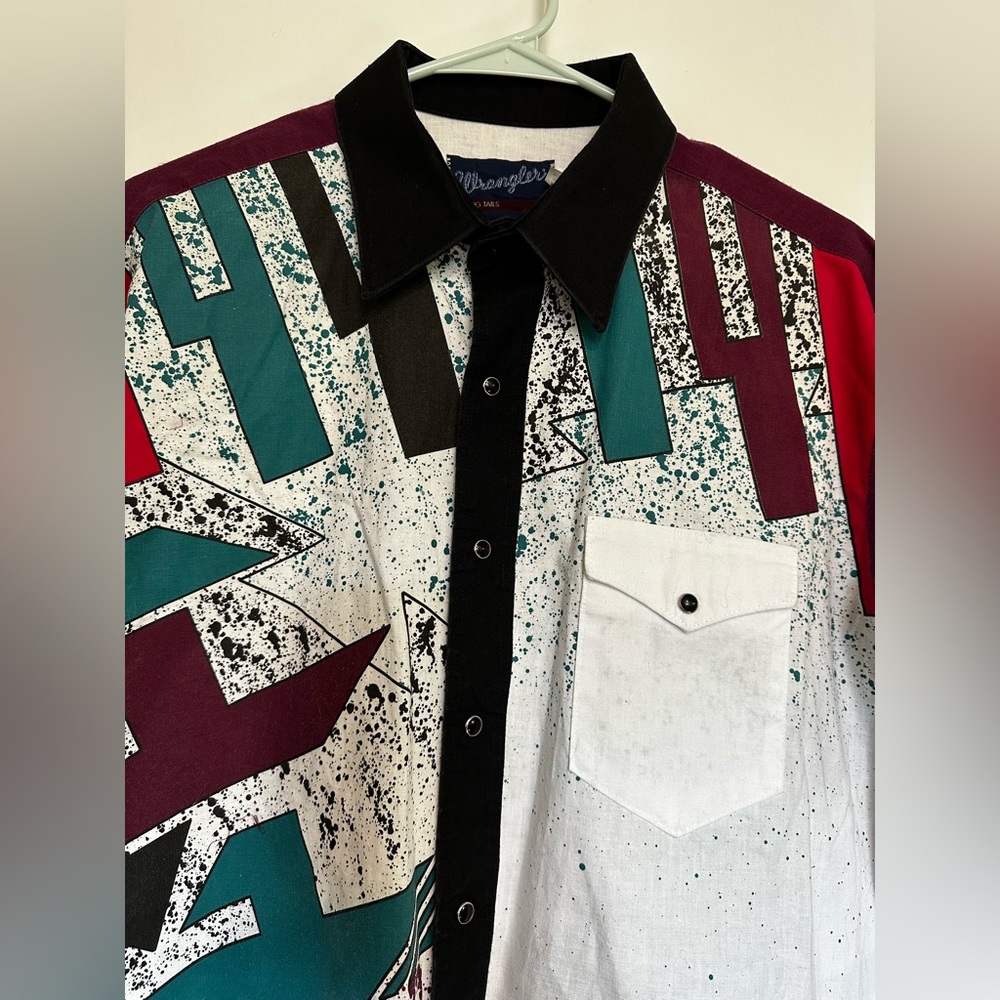 Wrangler X-Long Tails Retro Vintage 80s/90s Western Button Up Shirt - Size XL